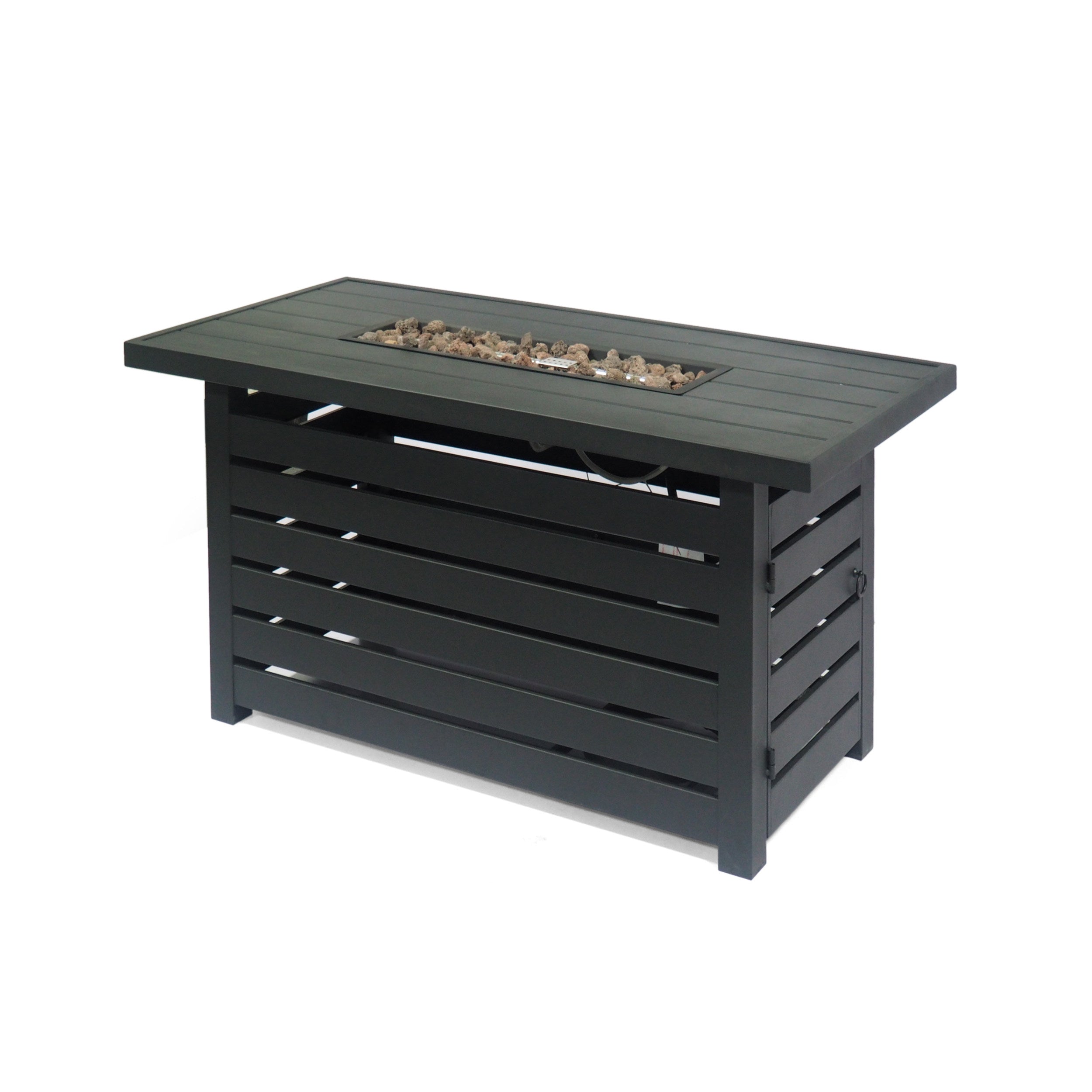 Rectangular Iron Outdoor Fire Pit - 30,000 BTU - Tank Cover Inside