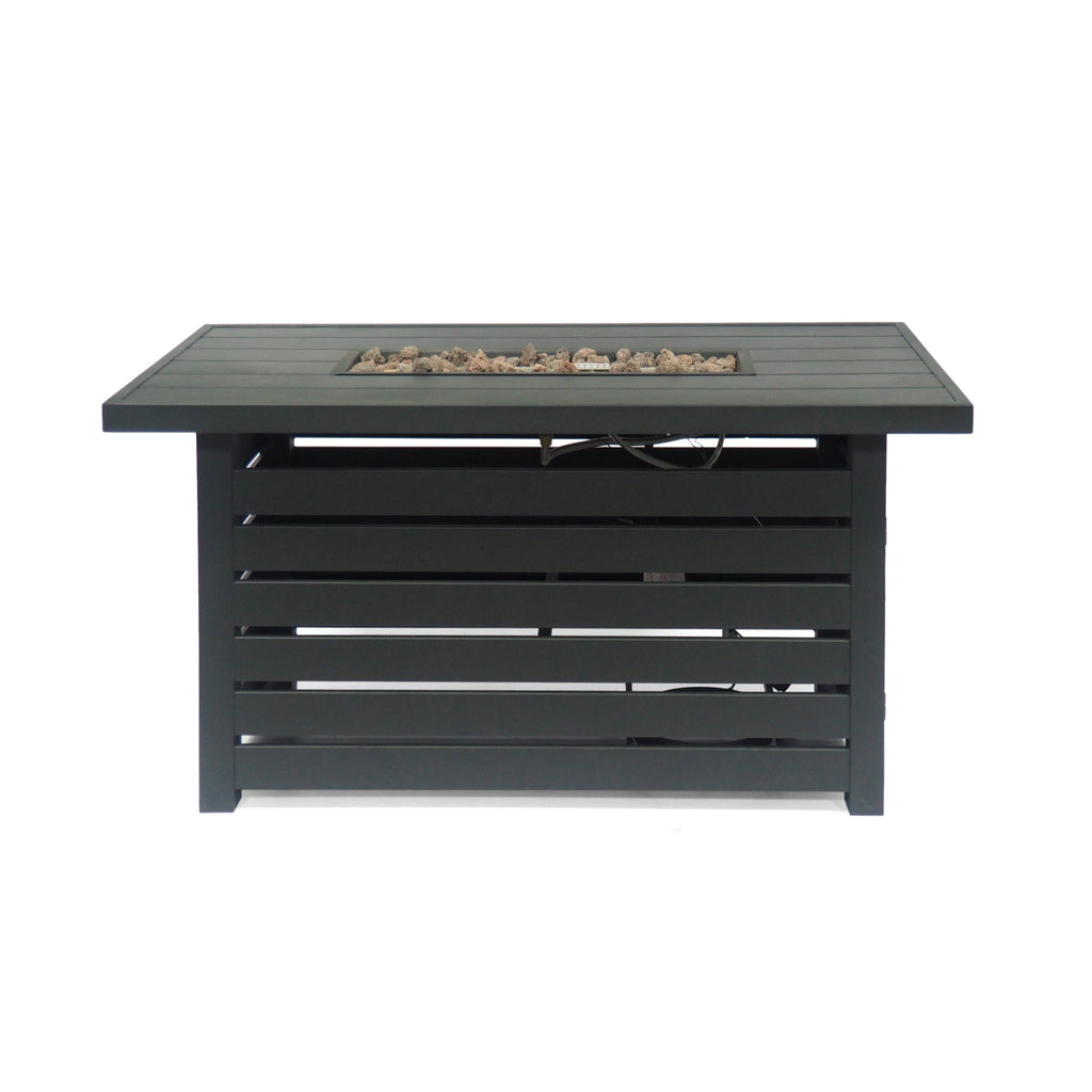 Rectangular Iron Outdoor Fire Pit - 30,000 BTU - Tank Cover Inside