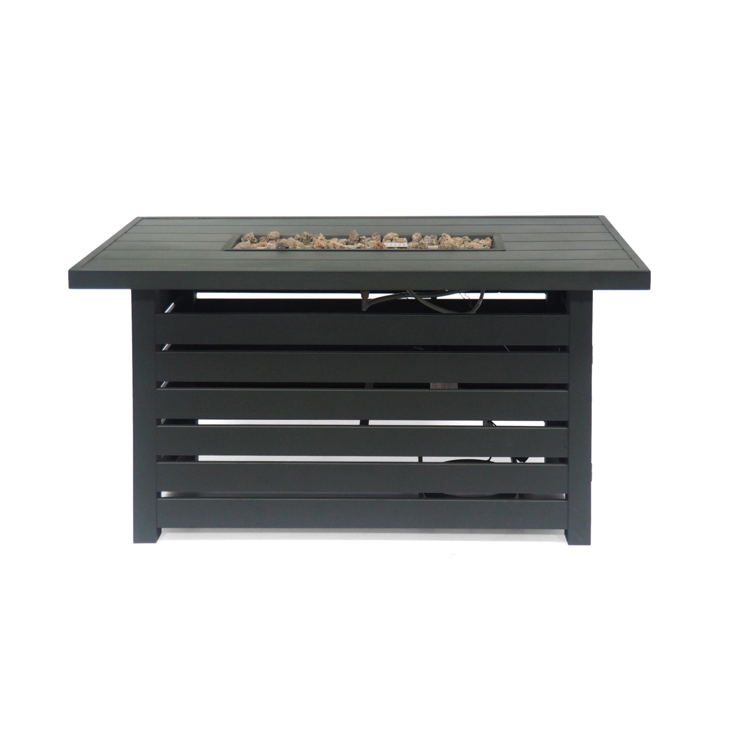 Rectangular Iron Outdoor Fire Pit - 30,000 BTU - Tank Cover Inside