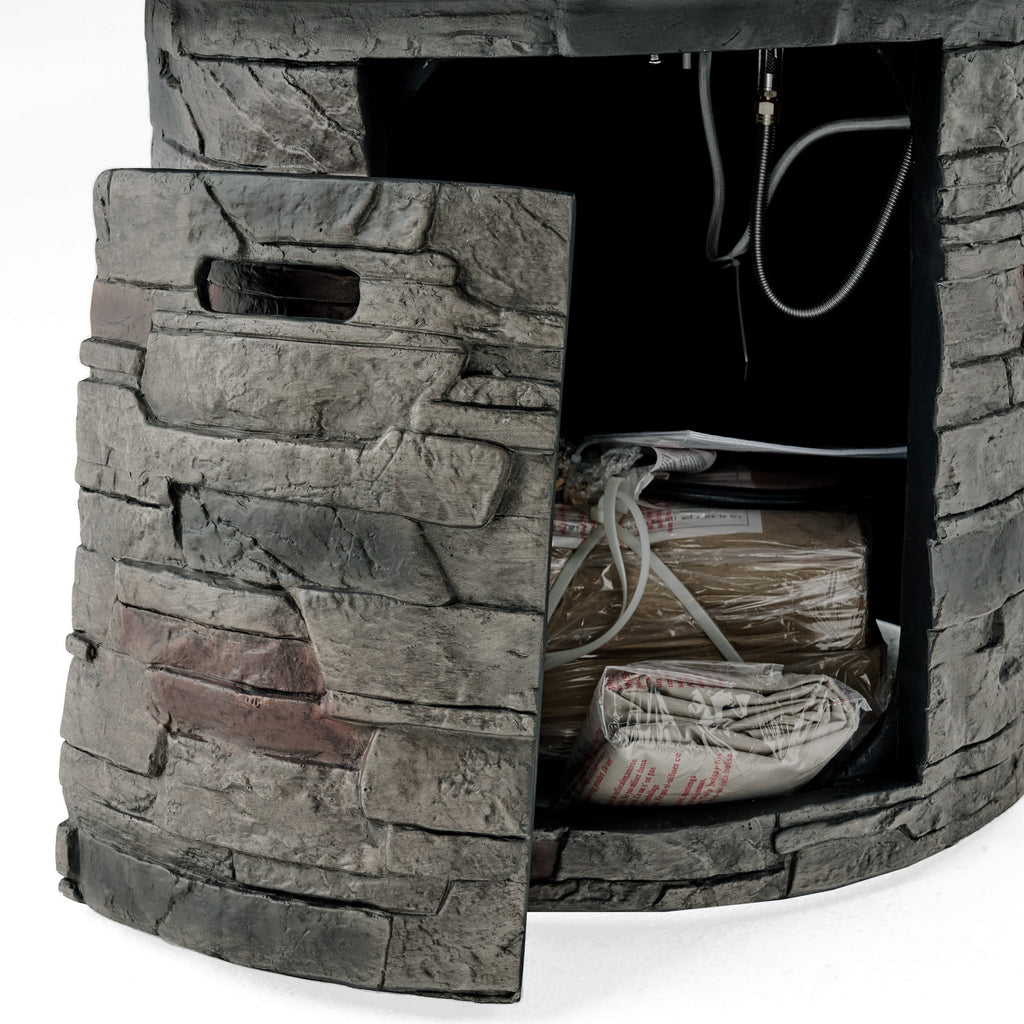 Outdoor 32" Round MGO Propane Fire Pit, Gray Top - 40,000 BTU
