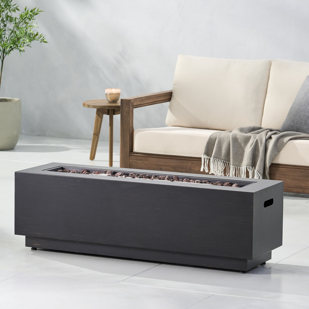 40" Outdoor 50,000 BTU Rectangular Iron Propane Outdoor Fire Pit, Dark Gray (Tank Cover not Included)